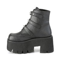 Gothic Stiefel mit Fledermaus Schnallenriemen ASHES-55 schwarz