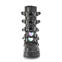 Punkstiefel mit 5 Schnallenriemen und Metall-Reißverschluss EMILY-330 schwarz