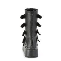 Punkstiefel mit 5 Schnallenriemen und Metall-Reißverschluss EMILY-330 schwarz