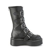 Punkstiefel mit 5 Schnallenriemen und Metall-Reißverschluss EMILY-330 schwarz