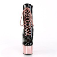 Schnürstiefelette mit Plateau und Schnürung in Kontrastfarbe ADORE-1020 schwarz / rose