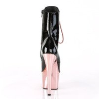 Schnürstiefelette mit Plateau und Schnürung in Kontrastfarbe ADORE-1020 schwarz / rose