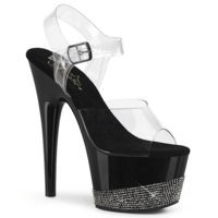Plateau High Heels mit Strasssteinen ADORE-708-3 transparent / schwarz