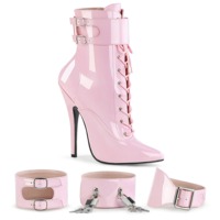 Stiefelette mit austauschbaren Fußfesseln DOMINA-1023 pink