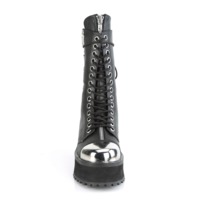 Unisex Schnürstiefel mit verchromter Metallkappe GRAVEDIGGER-14 schwarz