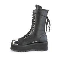Unisex Schnürstiefel mit verchromter Metallkappe GRAVEDIGGER-14 schwarz
