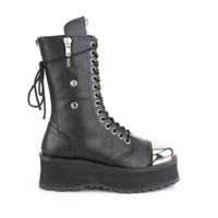 Unisex Schnürstiefel mit verchromter Metallkappe GRAVEDIGGER-14 schwarz
