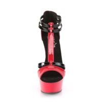 Zweifarbige T-Strap Knöchelriemchen High Heels DELIGHT-663 schwarz / rot