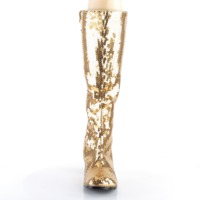 Kniestiefel mit Pailetten gold mit Blockabsatz