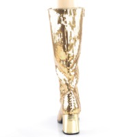 Kniestiefel mit Pailetten gold mit Blockabsatz