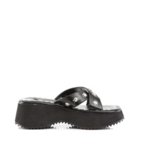 Plateausandale mit Totenkopf-Aufdruck FLIP-05 schwarz