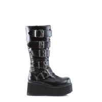 Plateau Goth Punk Kniestiefel TRASHVILLE-518 schwarz