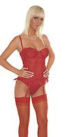 Corsage + Slip/Strümpfe rot
