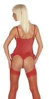 Corsage + Slip/Strümpfe rot