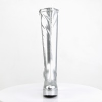 Kniehohe Stiefel mit Plateau EXOTICA-2000 Lack silber