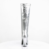 Kniehohe Stiefel mit Plateau EXOTICA-2000 Lack silber