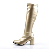 Kniehoher Stiefel mit Blockabsatz GOGO-300 gold