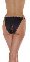 Offener Tanga aus schwarzem Stoff