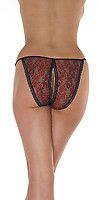 Schwarz-roter Tanga ouvert für Sie