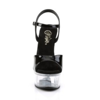 Peep Toe Sandalette mit Knöchelriemen CAPTIVA-609 Lack schwarz / transparent