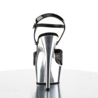 Plateau Sandalette Chrome Look DELIGHT-609 Lack schwarz / silber