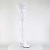 Overknee Stiefel Lack weiß mit Reißverschluss 