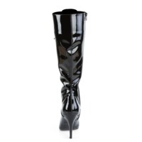 Lackstiefel kniehoch schwarz mit Schnürung und High Heels