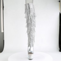 Overknee Schnürstiefel mit Plateau BEJEWELED-3019RSF-7 silber