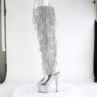 Overknee Schnürstiefel mit Plateau BEJEWELED-3019RSF-7 silber