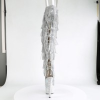 Overknee Schnürstiefel mit Plateau BEJEWELED-3019RSF-7 silber