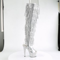 Overknee Schnürstiefel mit Plateau BEJEWELED-3019RSF-7 silber