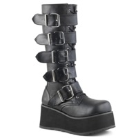 Plateau Goth Punk Kniestiefel TRASHVILLE-518 schwarz