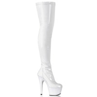 Overknee Lackstiefel weiß mit High Heel Absatz