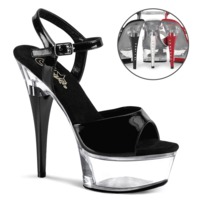 Peep Toe Sandalette mit Knöchelriemen CAPTIVA-609 Lack schwarz / transparent