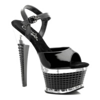 Peep Toe Plateau High Heels mit Knöchelriemen ILLUSION-659