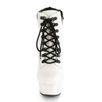 Weiße Plateau Schnürstiefelette mit schwarzem Kontrast DELIGHT-600TL-02