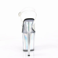 Transparente Plateau-Knöchelriemensandale mit Hologramm-Einsätzen FLAMINGO-808HGI