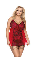 Rot schwarzes Minikleid Plus Size