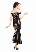 Latex-Kleid mit Zierringen und Reißverschluss schulterfrei