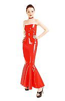 Latex-Kleid mit Godet und Reißverschluss