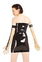 Latex-Kleid mit Zierringen und Reißverschluss