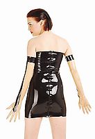 Latex-Kleid mit Zierringen und Reißverschluss
