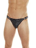 Stringslip aus Leder schwarz mit Nieten