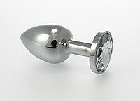 Butt-Plug Metall mit Kristallstein weiß