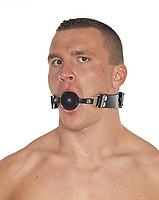 Knebel Leder schwarz mit Gummikugel