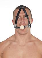 Knebel Leder schwarz mit Holzkugel