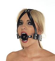 Knebel Leder schwarz mit Gummikugel