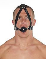 Knebel Leder schwarz mit Gummikugel