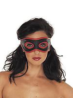 Augenmaske offen Leder schwarz/rot