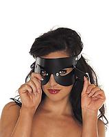 Augenmaske m. Klappen Leder schwarz